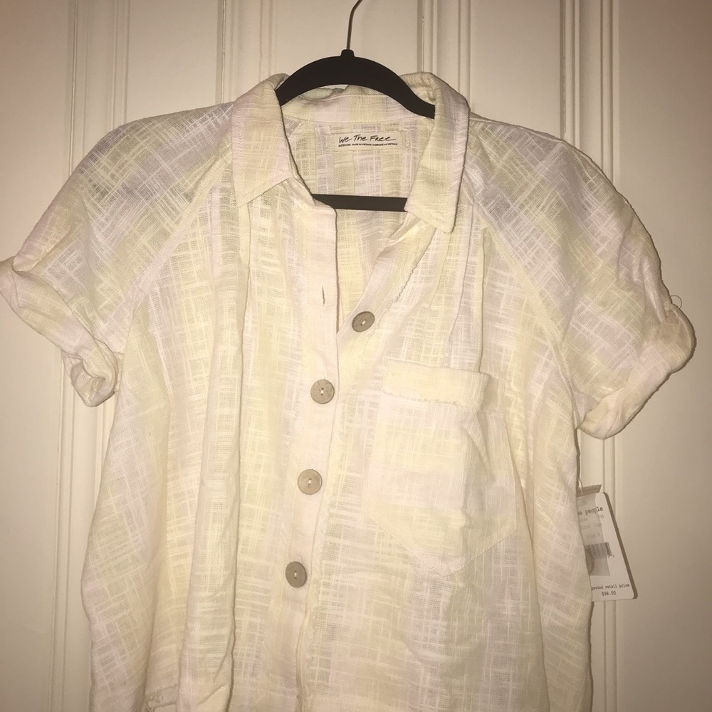 Free People Away at Sea Striped Frayed Hem Shirt - Picture 4 of 8